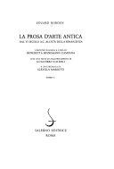 Copertina  La prosa d'arte antica : dal 6. secolo a. C. all'età della Rinascenza